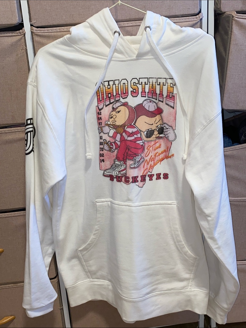 Ohio State Buckeyes White V-Neck Hoodie - Collegiate Graphic